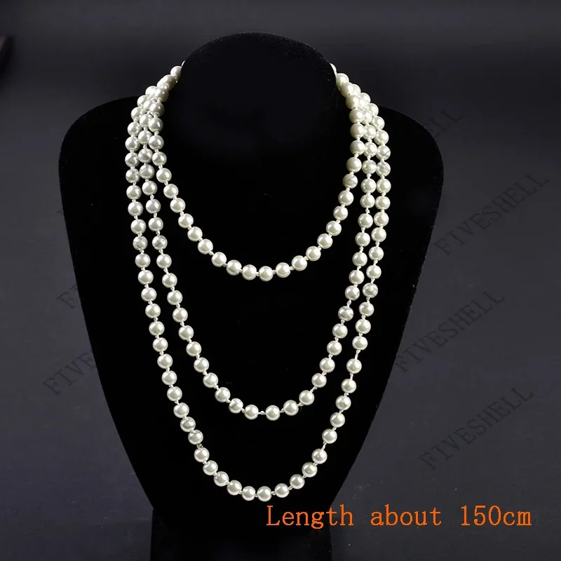 Frauen 1920er Jahre Perlen Halskette Mode Faux Perlen Gatsby Zubehör Vintage Kostüm Schmuck Creme Collares Para Mujer Für Frauen – Detail 1