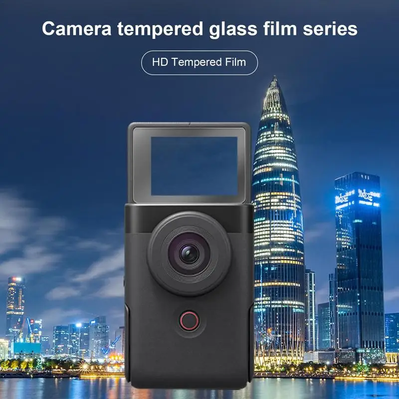 Hard Tempered Glass Protector Full Cover 2pcs Full-Screen Tempered Glass Vlog V10 Camera LCD Display Screen Protective HD Film