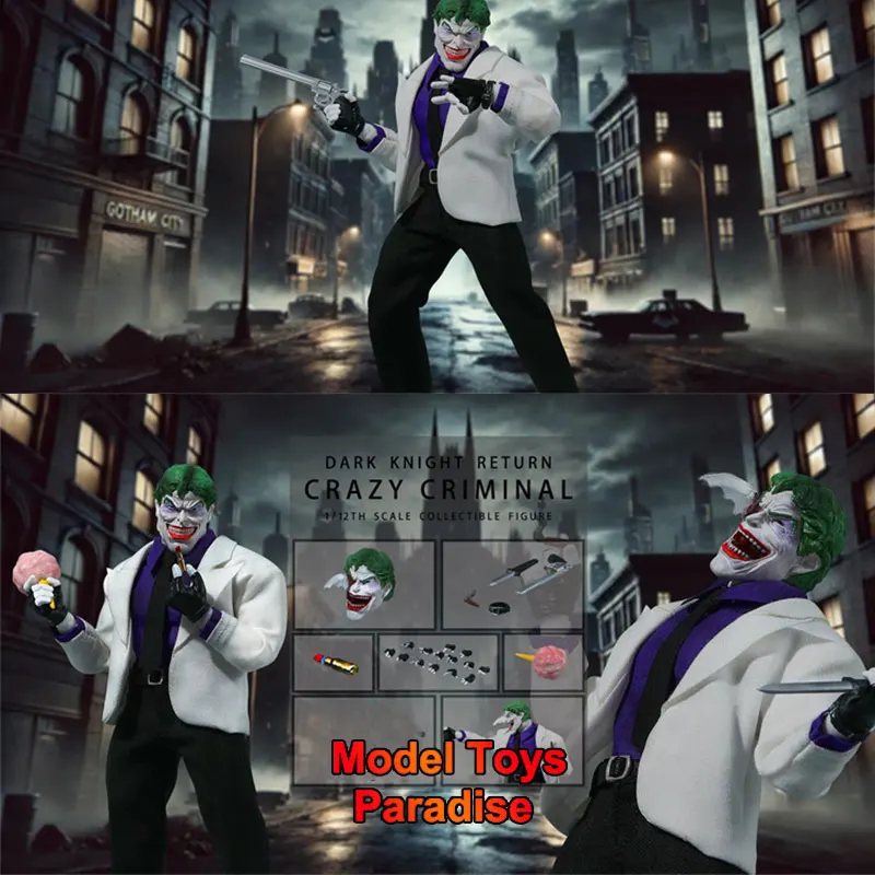 

Оригинальный JMToys JM005 1/12 Коллекционный солдат Сумасшедший криминальный клоун Темный рыцарь Полный набор 6-дюймовая экшн-фигурка Модель Подарки для фанатов