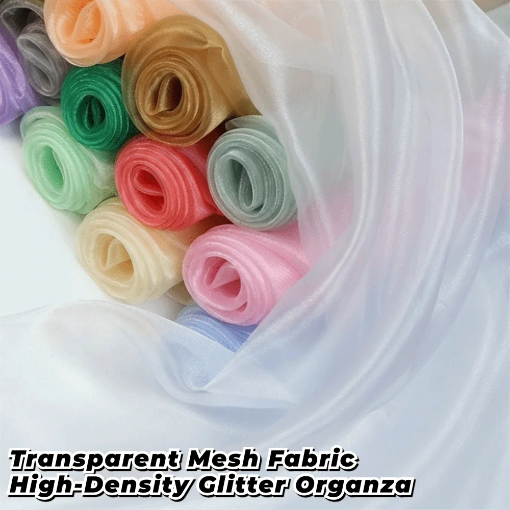 100X150cm Organza Mesh Fabric Lightweight Glossy Smooth Sheer Organza Fabric Colorful Tulle Gauze Fabric Wedding Dress