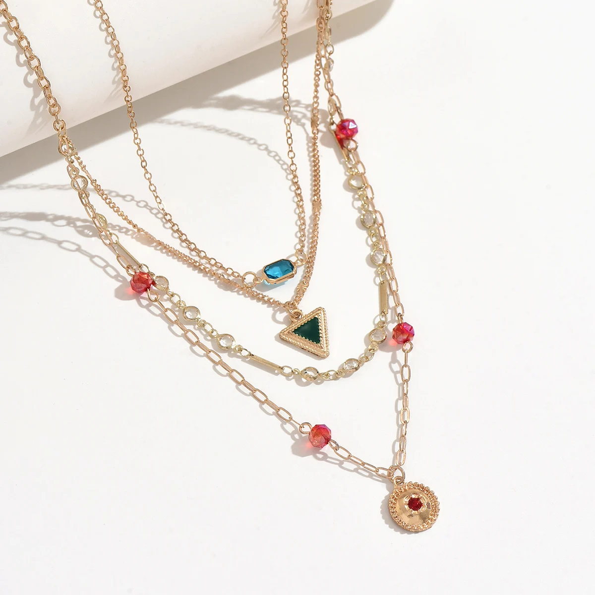Women's 4 Layered Star Charm Necklace Multi Strand Chain Clear Bead Boho Choker Statement Fashion Jewelry for Party Daily Wear G