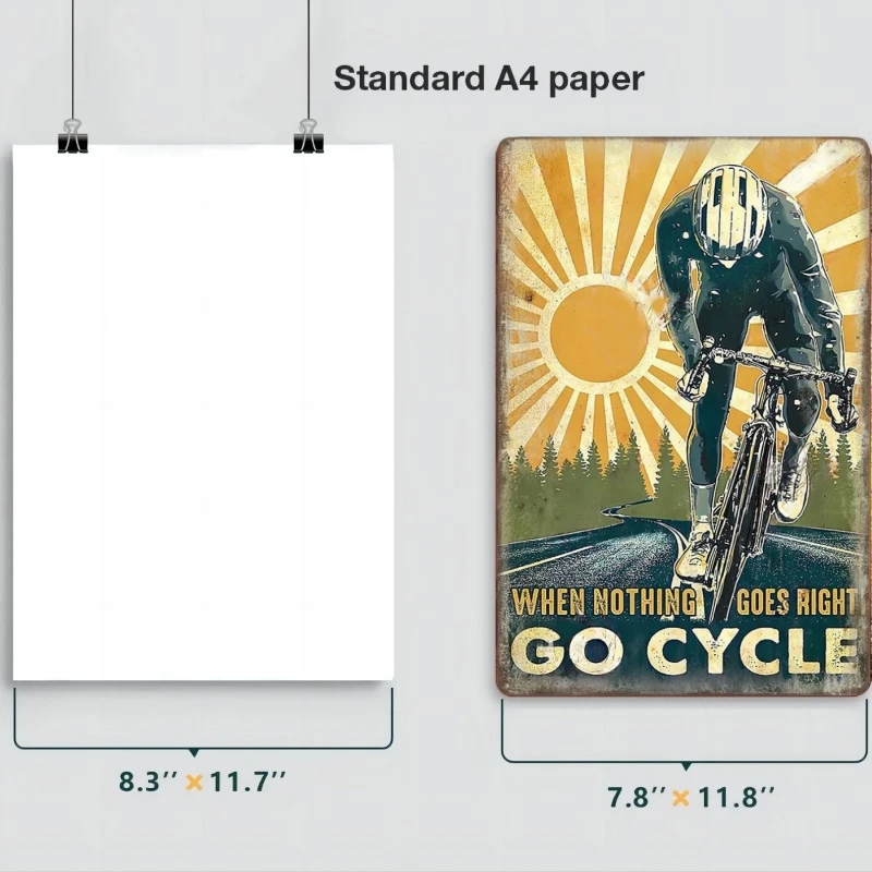 2D Flat Metal Sign Vintage Cycling Sports Tin Sign Set Retro Bicycle Tour de France Racing Road Bike Wall Art Decor