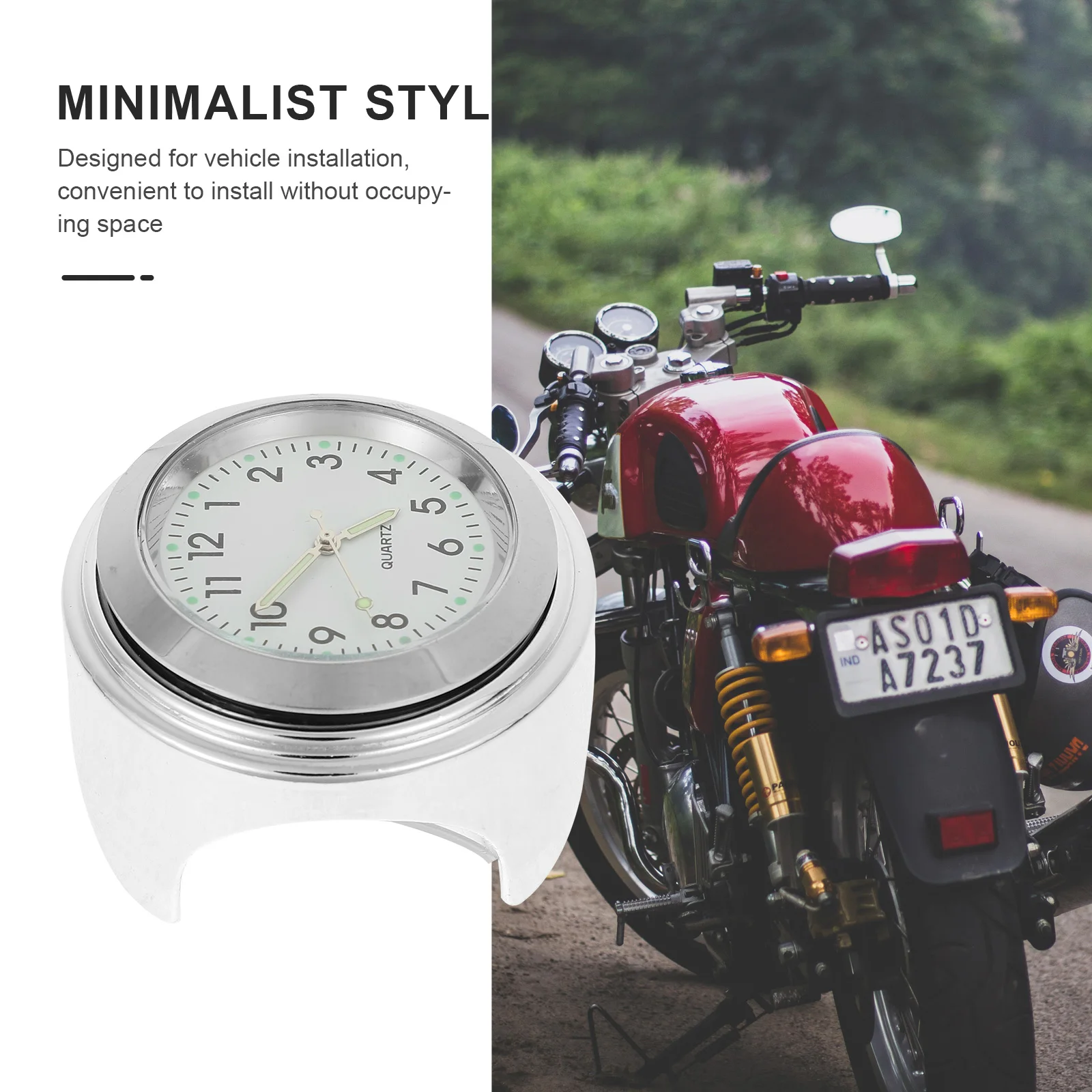

1 set 1 Set Clock Handlebar Mount Watch Lightweight Aluminum Alloy Bike Clock Dustproof Universal Round Timer For Motorcycle