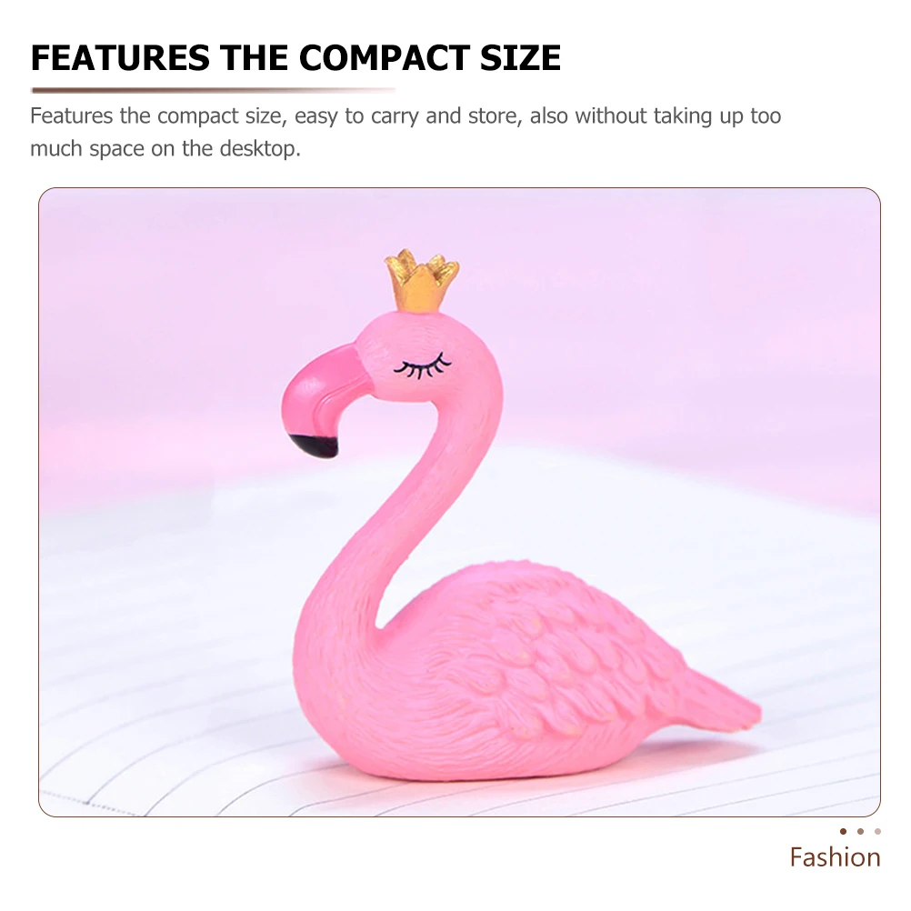 

6 Pcs Ornament Flamingo Decoration Garden Miniature Statue Resin Tiny Animal Figurines Pink