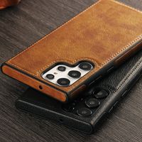 Luxury Business PU Leather Texture Phone Case For Samsung S22 S23 S24 Plus Ultra Skin-Fee Shockproof Soft Bumper Back Cover