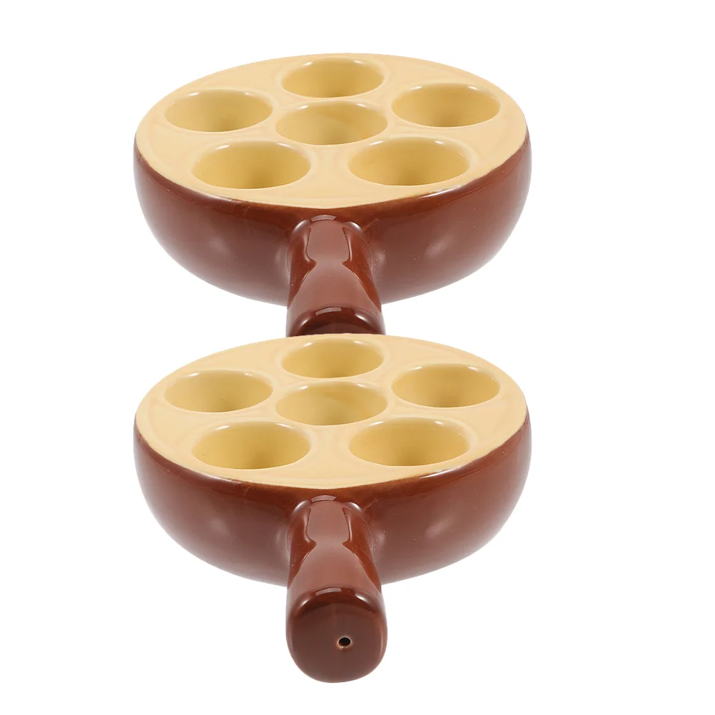 

2Pcs Escargot Baking Dish Ceramic Seafood Snail Dish Multi-functional Food Dish Snail Plate escargot plates