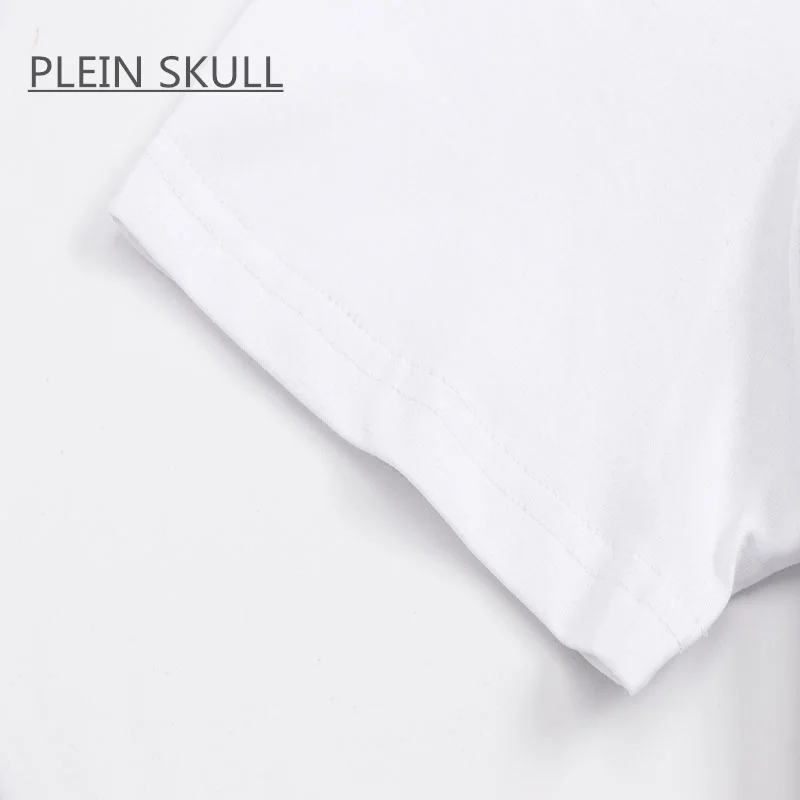 PLEIN SKULL Breathable Fitness Men\'s T-shirt Classic Retro Summer Fit High Street Short Sleeve Top  Round Unisex Sports Neck Tee