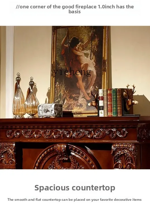 

LX Fireplace Decorative Cabinet Solid Wood Electric Fireplace Frame Carved TV Cabinet