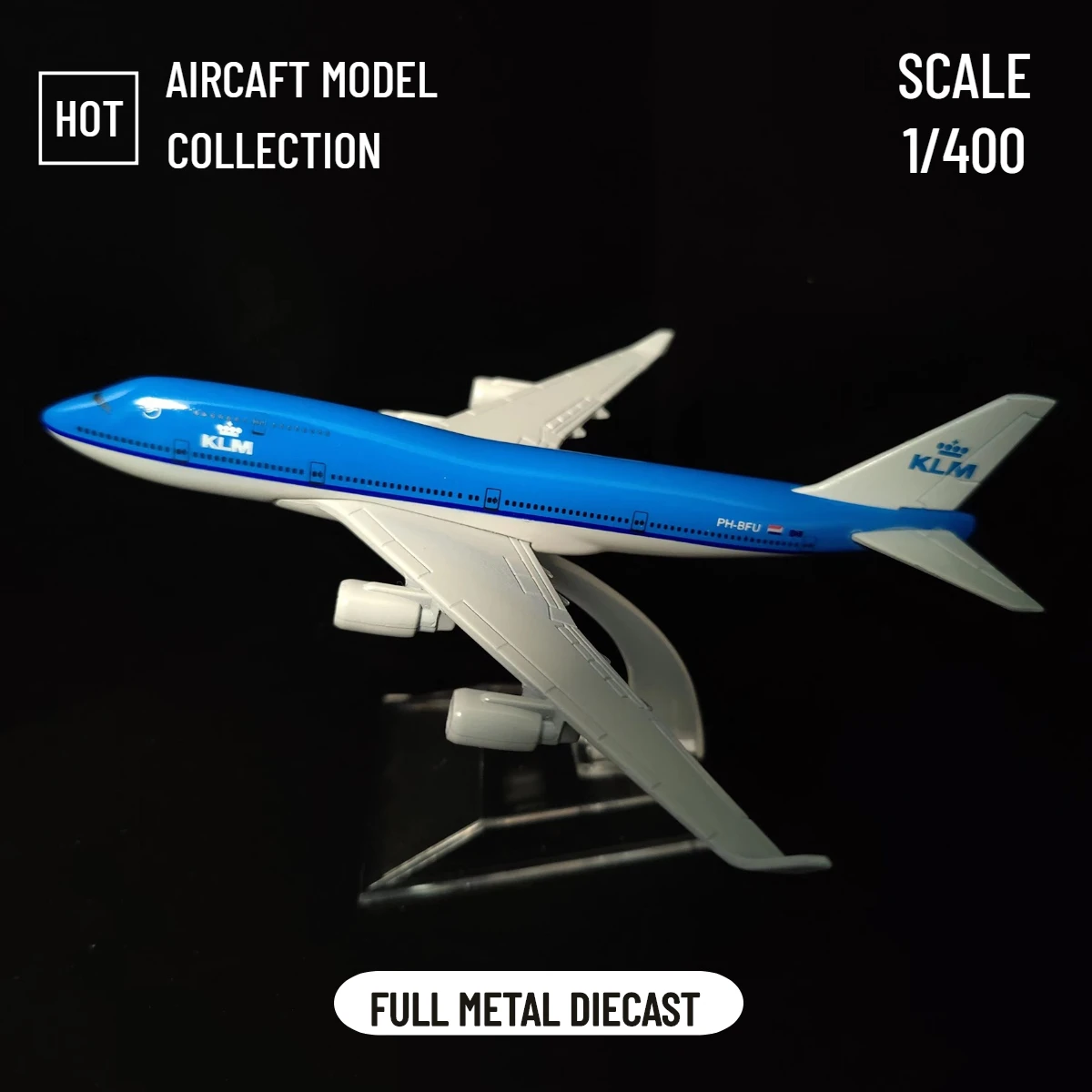 1:400 Metal Aircraft Model Replica, Dutch KLM B747 Airplane Scale Aviation Diecast Miniature Art Home Office Decor Toy Gift