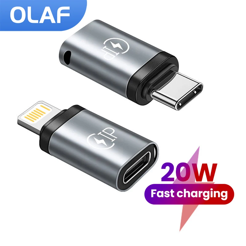 PD20W Fast Charging USB C Female to Lightning Male Adapter Lightning Female to Type C Male Adapter Converter for iPhone