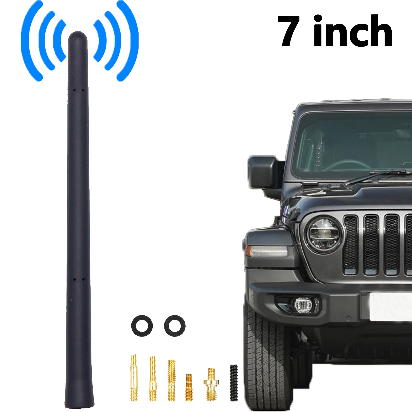 

7" Rubber Black Antenna Aerial Mast Radio AM/FM Signal Broadcast Antenna For Jeep Cherokee Dodge Journey Avenger 2011-2022 Short