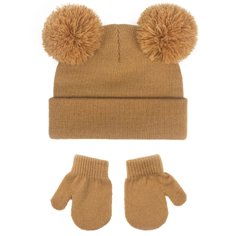 Baby Autumn Winter Warm Knit Hat & Gloves Set Unisex for 0-12 Months Infants top quality image 4