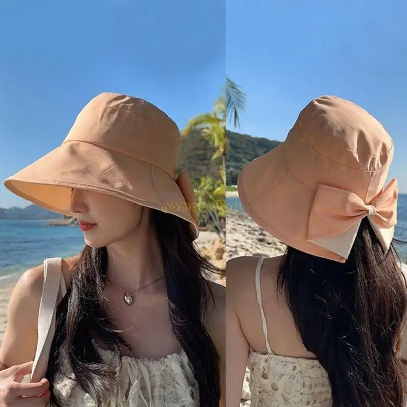 31BF Elegant Bucket Hat for Girls Women Women Combatable Fisherman Gat con Bownot