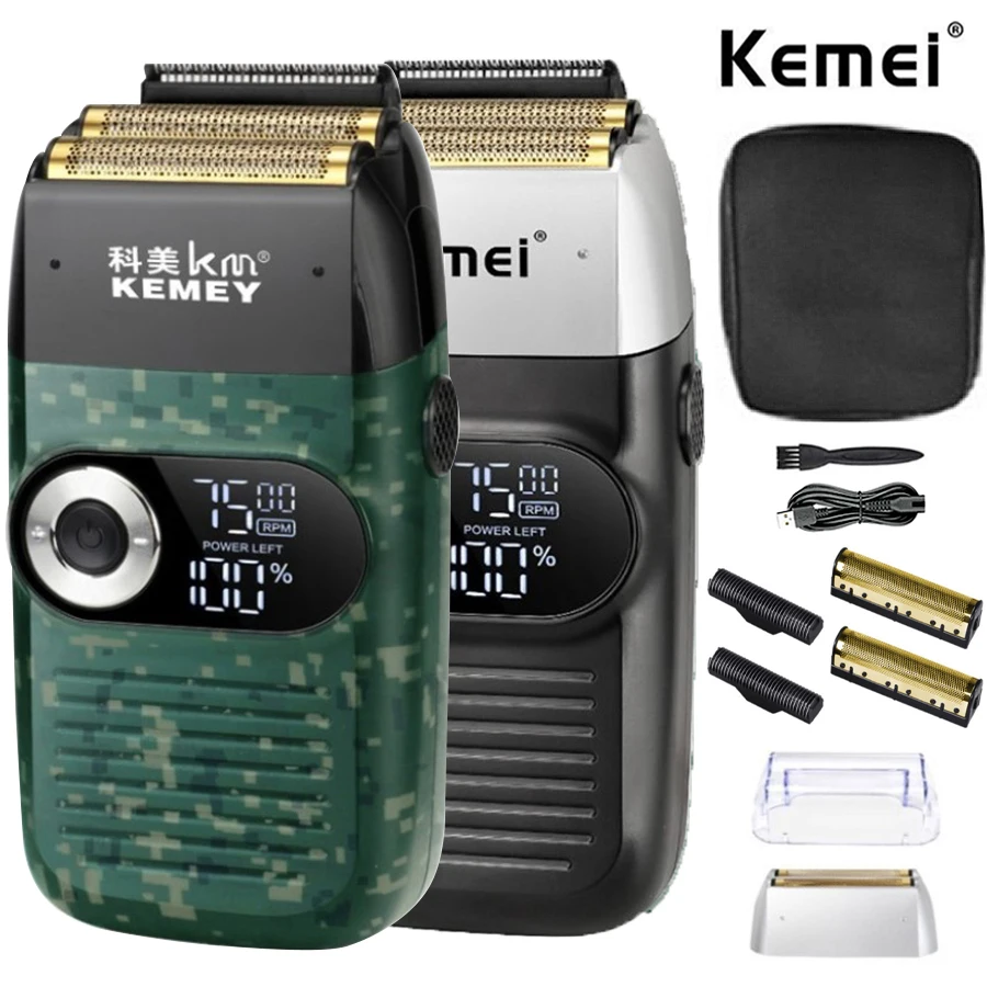 

Kemei Electric Shaver Rechargeable Beard Trimmer Shaving Machine for Men Twin Mesh Washable Reciprocating Razor Li-on 5W KM-2026