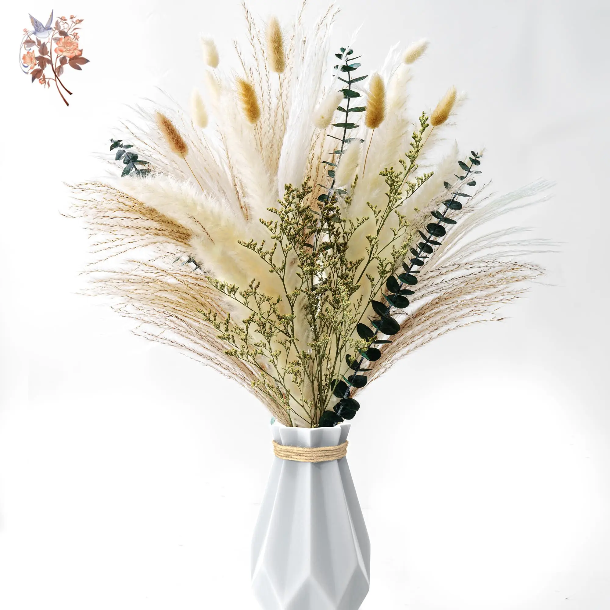 50 قطعة ذيل الأرنب Pampas العشب الأوكالبتوس ديكور باقة الزهور المجففة بوهو الجدول المركزية ديكور جدار ترتيبات الزهور #1