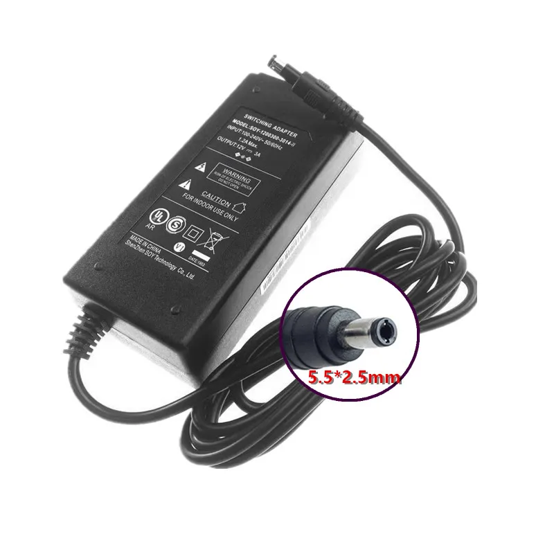 Genuine SOY SOY-1200300 12V 3A 2.5A 5.5*2.5mm AC Adapter Charger 36W LCD Monitor TV Power Supply