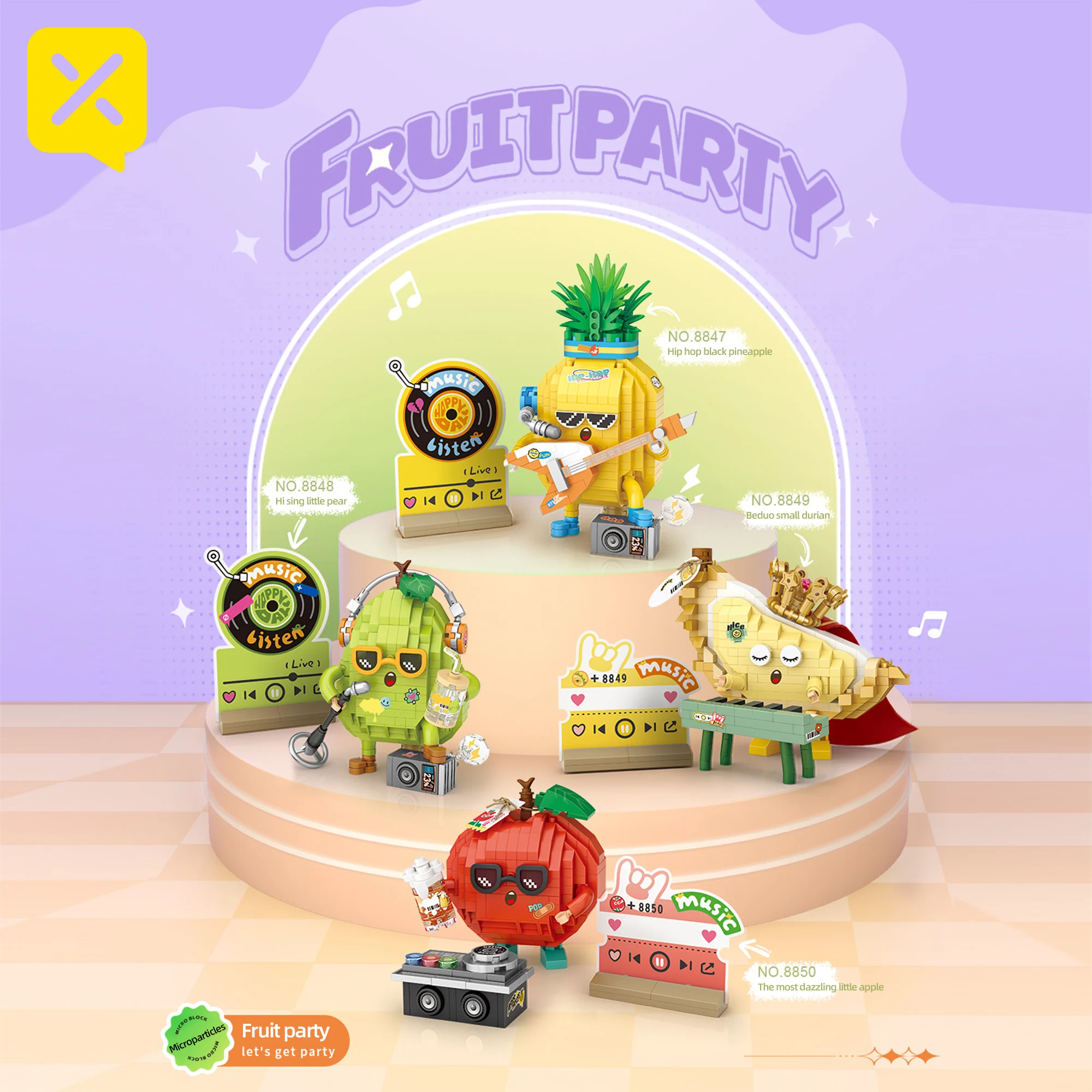 

TOYLINX мультфильм фрукты вечерние строительные блоки детские игрушки-пазлы Apple Дуриан ананас сборная модель украшение для рабочего стола подарок