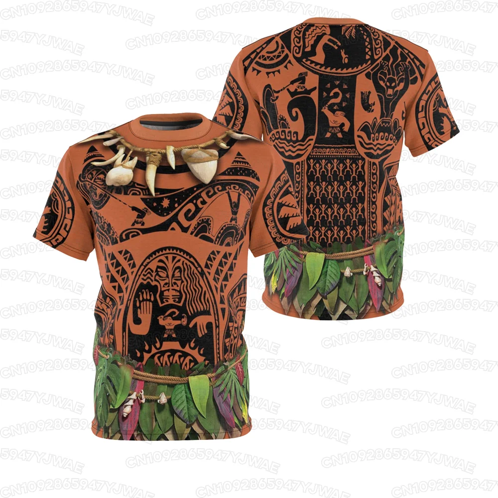 Summer Women's Men's Primitive Tribe Cosplay Short Sleeve T-shirt Costume Boy's Girl's Shirt  Casual Halloween Kid T-shirt