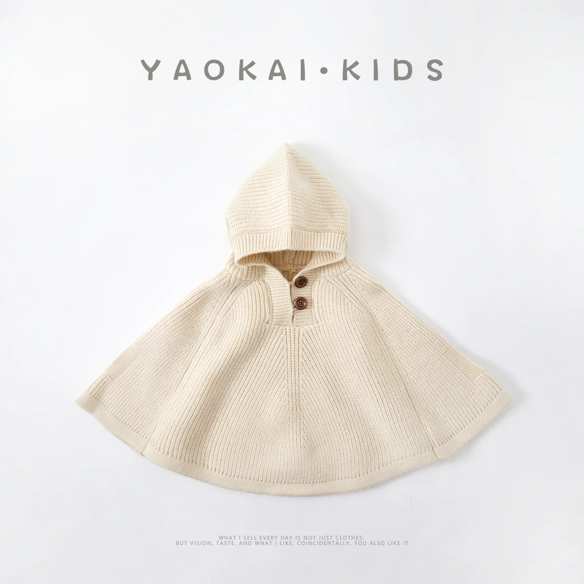 Girls Hooded Cloak 2025 Spring New Baby Knitted Sweater Coat Girls Solid Simple Versatile Sweater Cloak