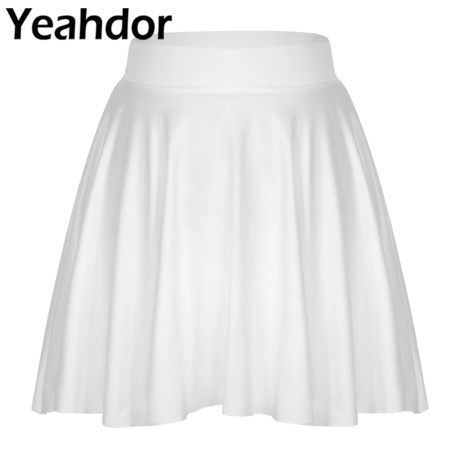 Womens Sexy Ruffle Skirt Casual Solid Color Elastic Waistband Underskirts for Tennis Sport Party Dance Accessories Petticoats