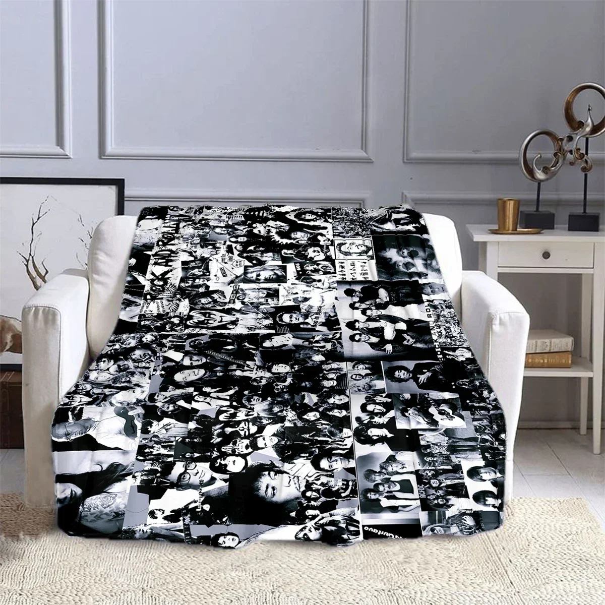 Band logo Music Rock and Roll logo Pattern Blankets Children's High Quality Flannel Blanket Soft Comfortable Home Travel Blanket