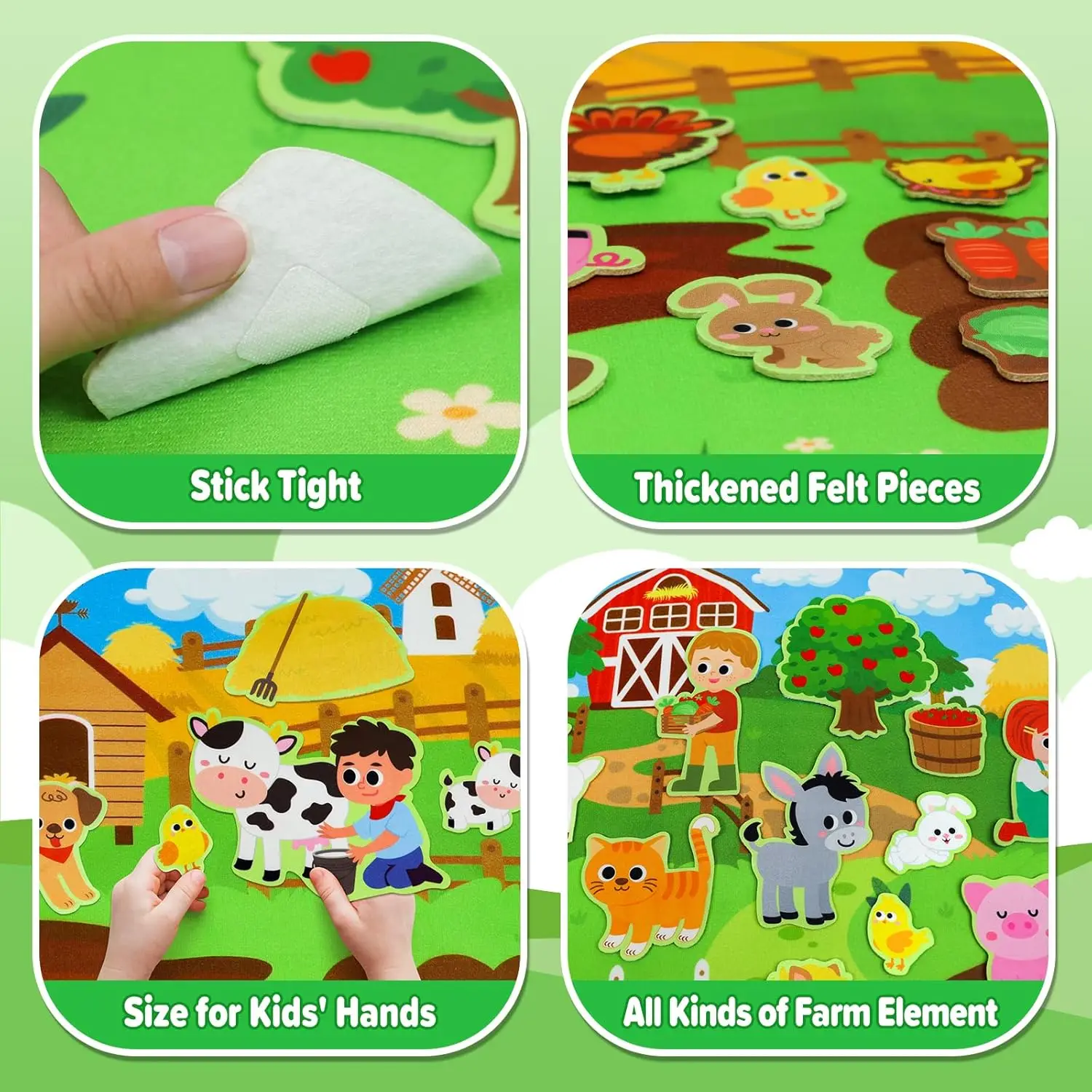Bauernhoftiere Filz-Beschäftigungsbrett Vorschulbildung Spielzeug Geschichtenerzählen Frühes Lernen Interaktives Spielset Wanddekoration für Kleinkinder – Detail 6