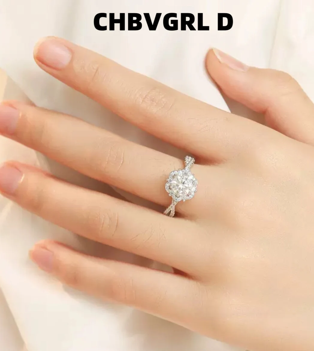 

[Snow White Princess] S925 Silver Princess 1 Carat D Color Moissanite Diamond Ring Influencer Fashion Accessories Valentine's
