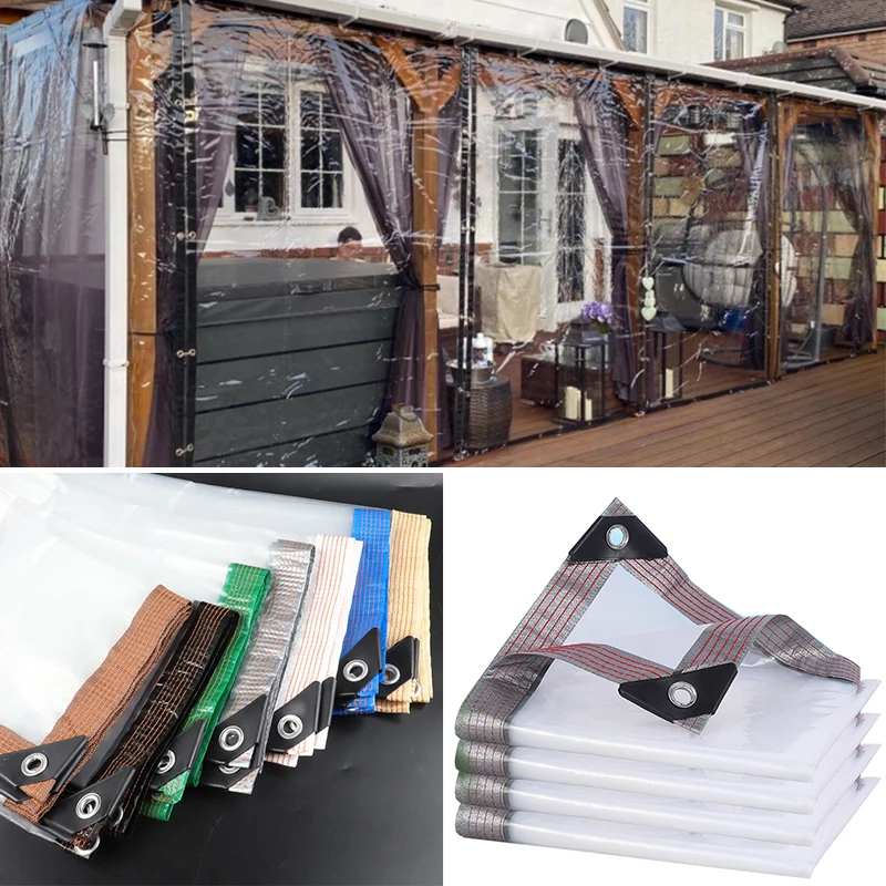 0.1mm Outdoor Transparent Tarpaulin Gazebo Pergola Window Windproof Awning Garden Plants Waterproof Canvas Rainproof Cloth