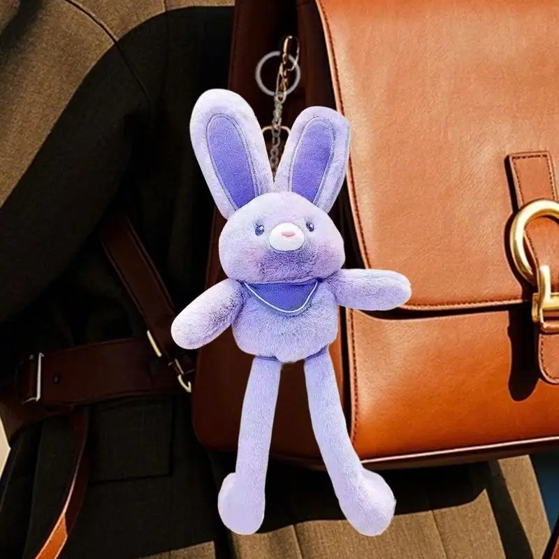 ดึงของเล่นตุ๊กตากระต่าย 11 นิ้วยืดกระต่ายจี้สลับหูและขากระต่ายจี้ Handmade นุ่มพวงกุญแจสําหรับกระเป๋าและ