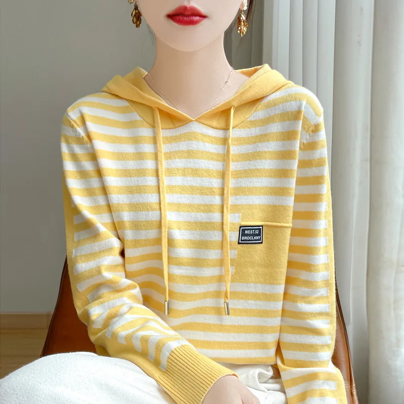 سترة بقلنسوة امرأة الخريف الشتاء طويلة الأكمام الدافئة شريط قاع قميص الصلبة البلوفرات غير رسمية متماسكة الكورية موضة البلوز #4