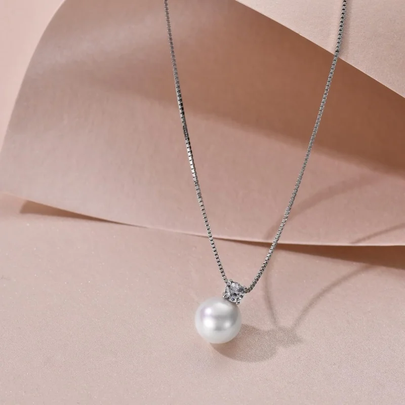 

SOMILIA S925 стерлингового серебра циркон жемчуг кулон ожерелье элегантный высококачественный женский цепочка на ключицы модные ювелирные аксессуары