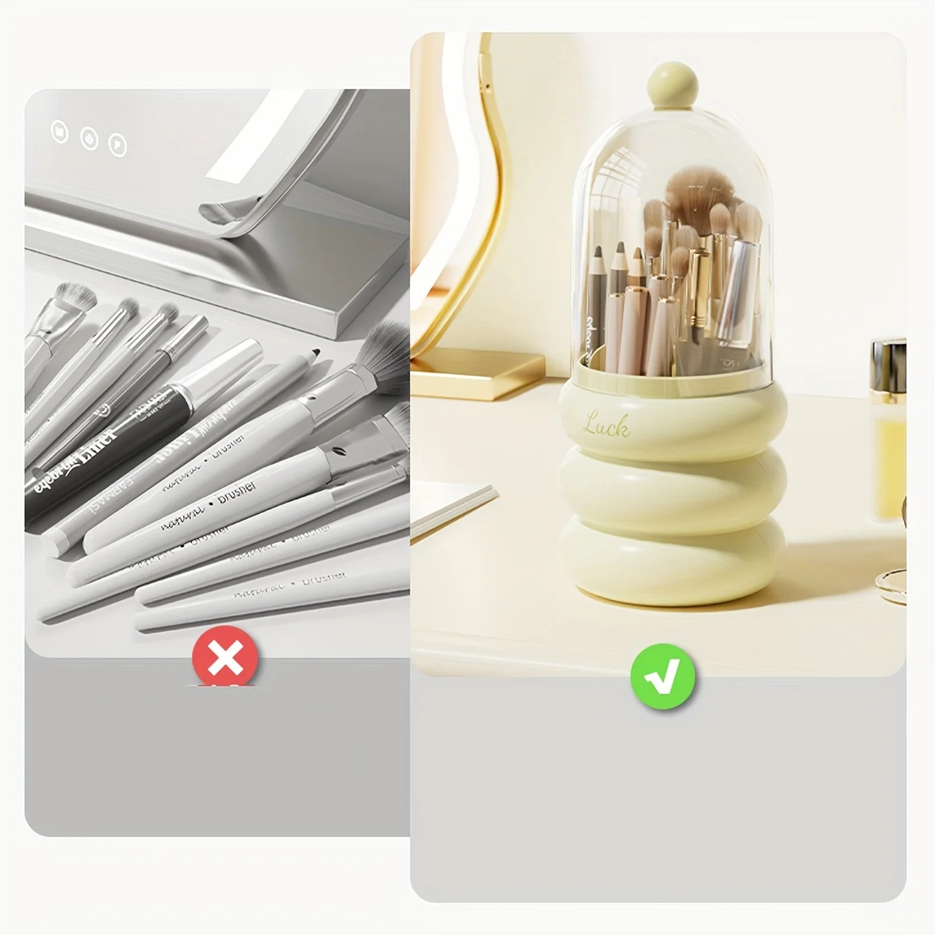 Boîte de rangement multifonctionnelle pour brosses cosmétiques, 1 pièce, conteneur de rangement de maquillage anti-poussière