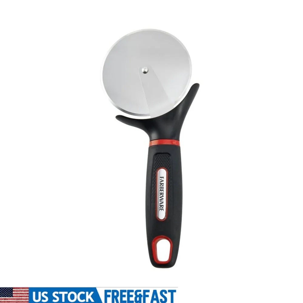 Rueda de Pizza con empuñaduras suaves, cortador de acero inoxidable con cubierta protectora de hoja, apto para lavavajillas, fácil rebanado de Pizza Focaccia