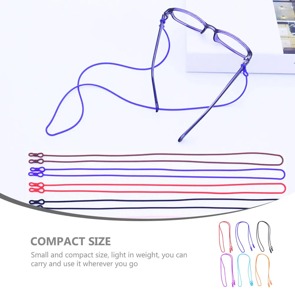 

6pcs Glasses Lanyards Anti-Loss Elastic Neck Chain Durable Silicone Straps Lightweight Easy Install Universal Fit For Men Women