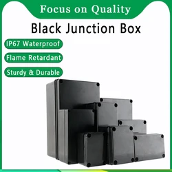 IP67 Waterproof Enclosure Black Wire Junction Box Power Supply Outdoor Electronic Box ABS Plastic Flame Retardant Shell