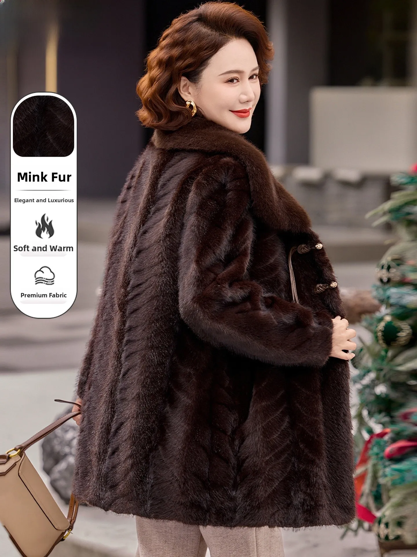 

Winter Woolen Coat for Mom 2025 New Sle Water Pelt Simulation Double-sided Leather Fur Cotton Padded Coat for Middle-Age...
