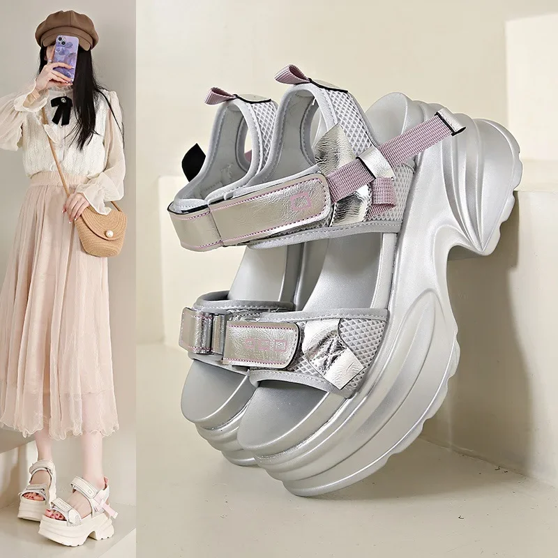 

Shoes Low Sandals Woman Leather Clogs With Heel Soft Increasing Height 2025 Summer Suit Female Beige Low-heeled Comfort Thick Sp