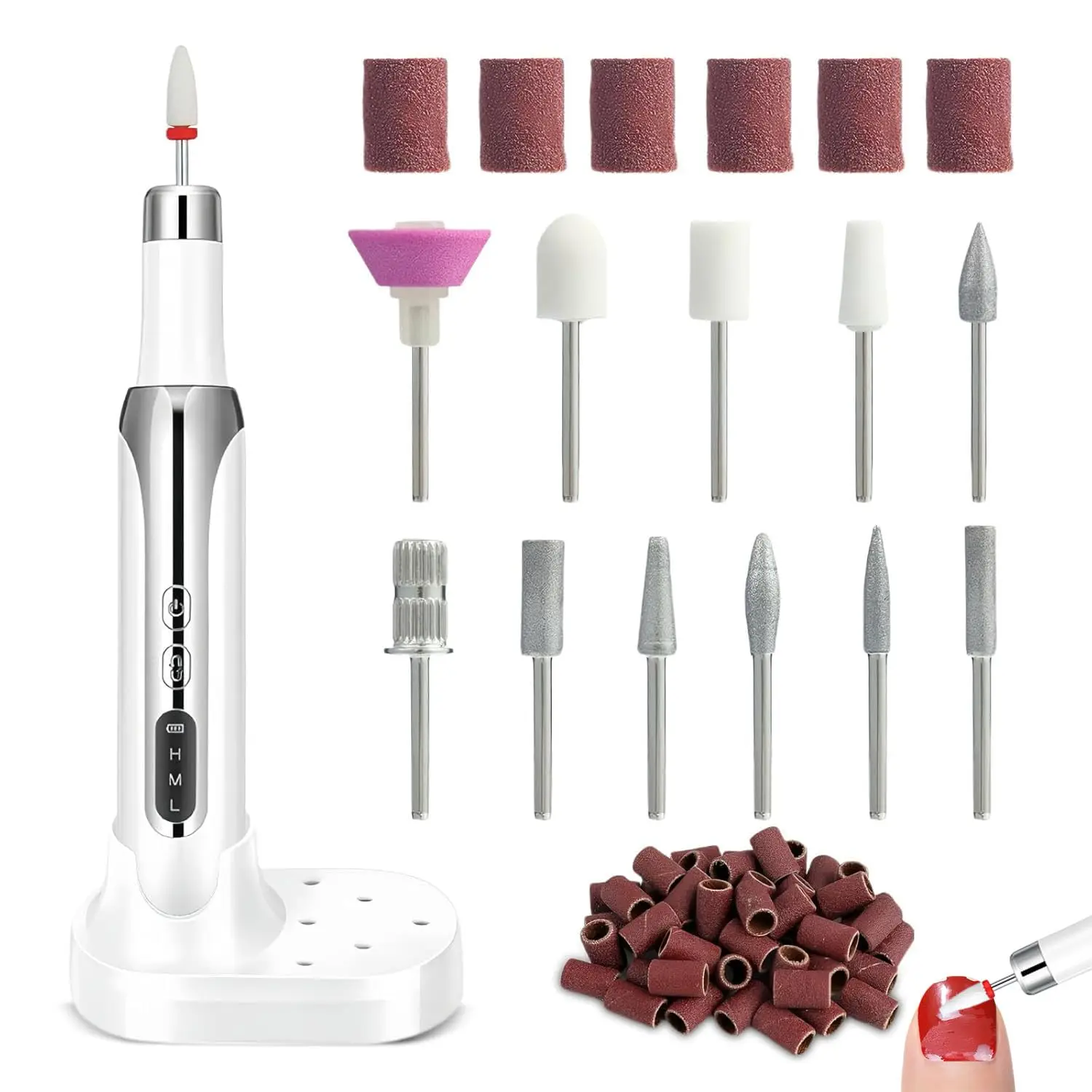 Lucidatore elettrico per unghie Punte da trapano Unghie professionali Rettifica Lucidatura Rimozione della pelle morta Levigatura artistica Penna per lima Macchina per manicure