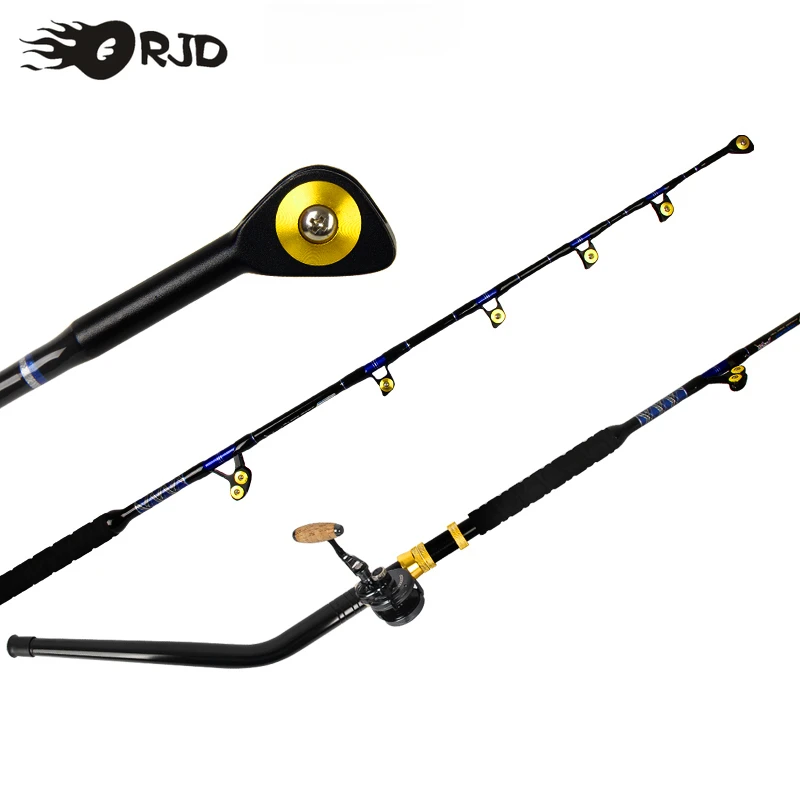 Saltwater Offshore Heavy Trolling Rod Ocean Boat Fishing Pole Big Game Heavy Roller Rods Deap Sea FRP Rods 130lbs Max Drag 6'6