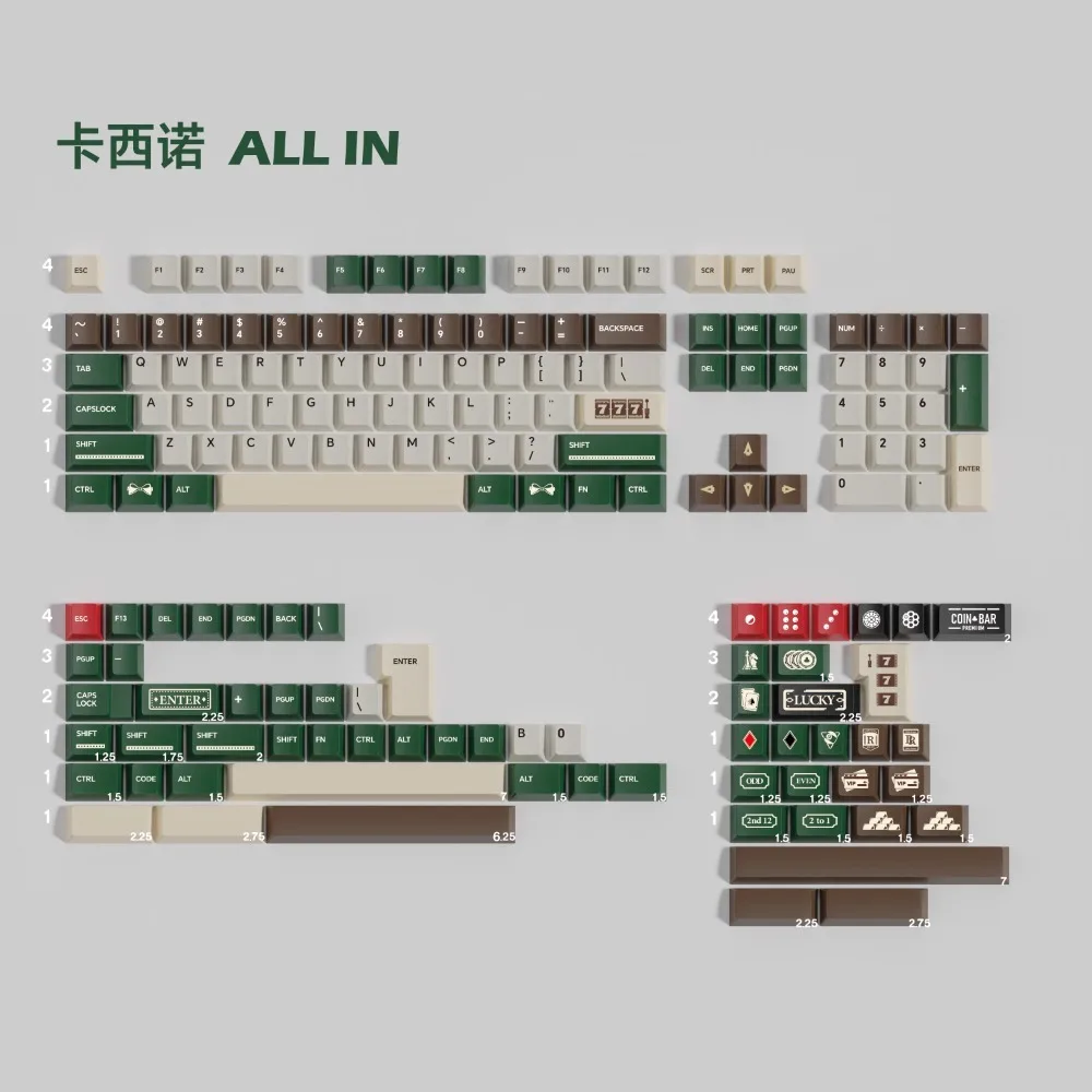 Casino Theme Keycap Set 146 Keys Custom Retro Keyboard Cap PBT Cherry Profile KeyCap for Mechanical Keyboard Accessories Gifts