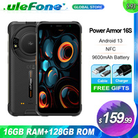 In Stock Ulefone Power Armor 16S ,NFC, 16GB RAM 128GB ROM,50MP Camera, 9600mAh ,122dB Loudest Speaker, Android, Global Version