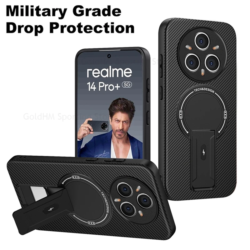 حافظة مغناطيسية لـ Magsafe لهاتف Realme 14 Pro Plus C75 Narzo 80x 5G من ألياف الكربون غطاء مدرع عسكري رينو 14 13F 13 Pro 5G #1