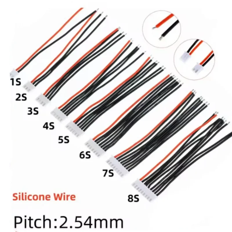 10pcs 20cm Balancer Cable Silicone Wire 1s 2s 3s 4s 5s 6s 7s 8s Rc Lipo Battery Balancer Charger Plug Connector22awg Rc airplane