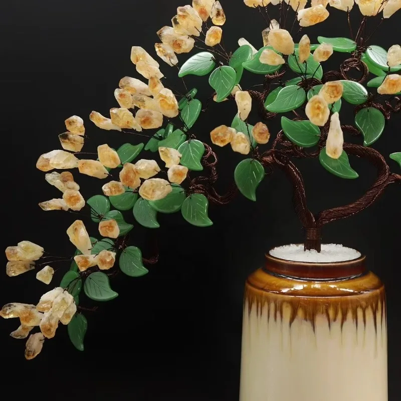 Topaz Fortune Tree Resin Money Tree Decorative Yellow Crystal Money Tree