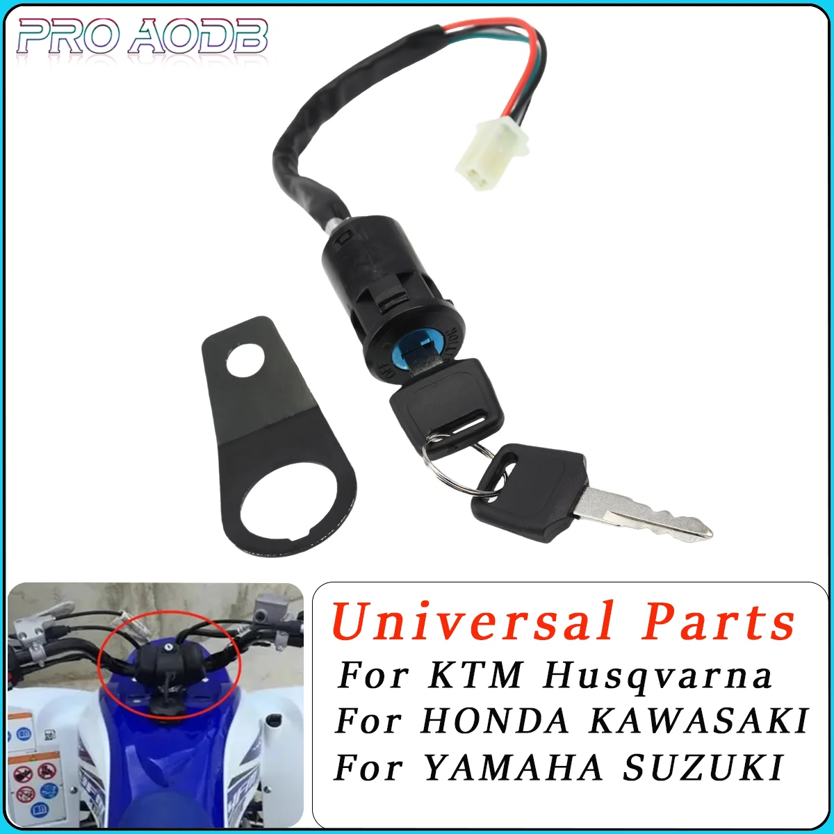 

Universal Motorcycle Start The Ignition Switch Lock Key with Bracket for Most 50cc 70cc 90cc 110cc 150cc 250cc Kazuma Motocross