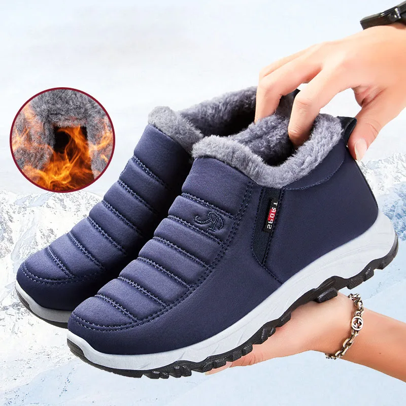 Fashion Cotton-Padded Boots Winter Warm Fur Couple Snow Boots for Men Unisex Ankle Boots Winter Men Footwear Zapatos De Hombre