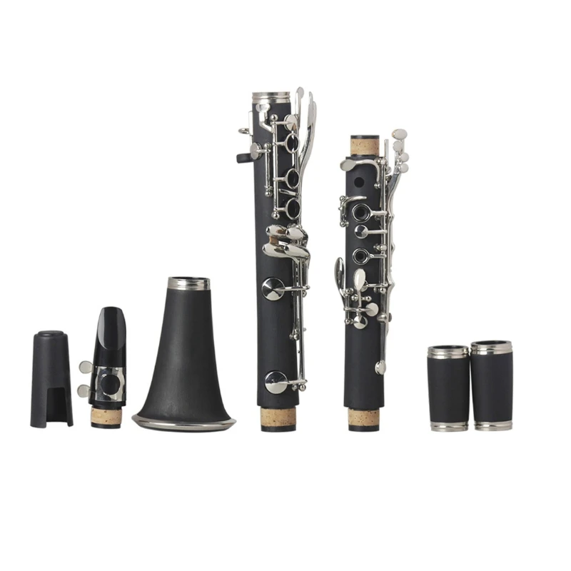 B Flat Clarinet 17 Keys Nickel Plating Clarinet Adults Beginners Practice Clarinets Segmented Bakelite Clarinets Full Set