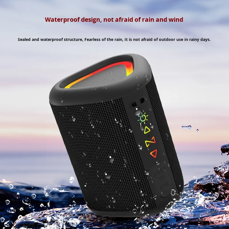 New Upgraded Portable BT5.3 10W IPX7 Waterproof Speaker Enhanced Bass RGB LED Light Home Theatre Computer Mobile Phone Outdoor