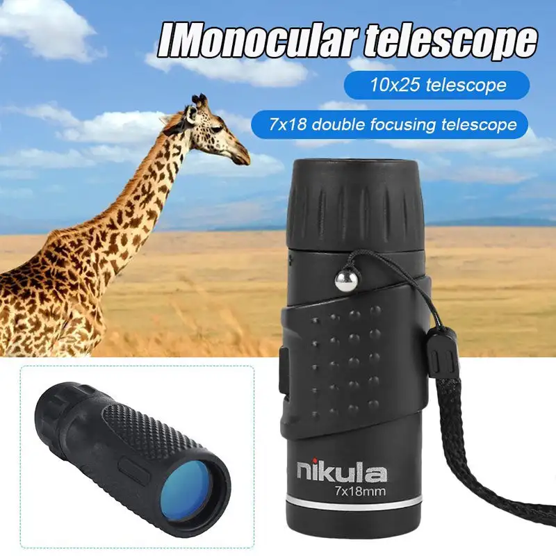 Mini Pocket Monocular Telescope Handheld 7x18 Spotting Monoscope Tiny Mono with Zoom Focus Portable Scope for Birds Watch Camp