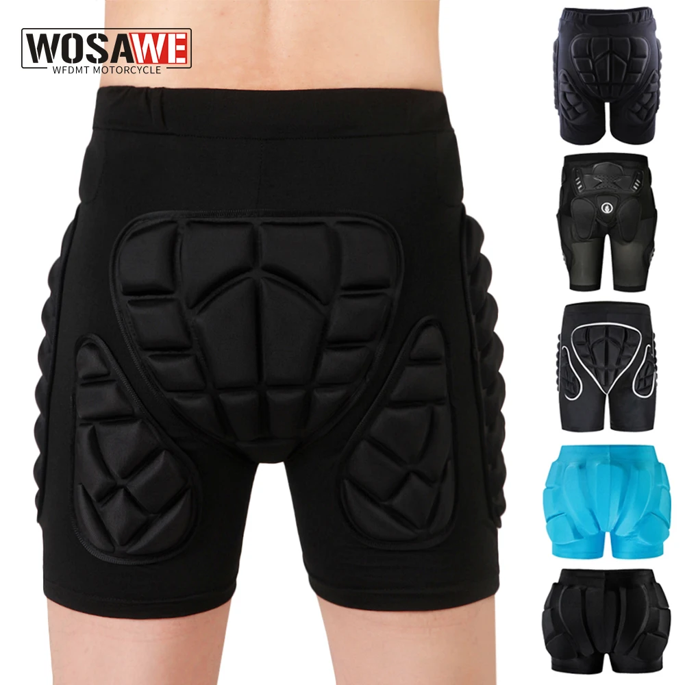 WOSAWE Unisex Motorcycle Shorts Ski Snowboarding Protective Gear Hip Butt Pad Extreme Sports MTB Bike Armor Motocross Shorts